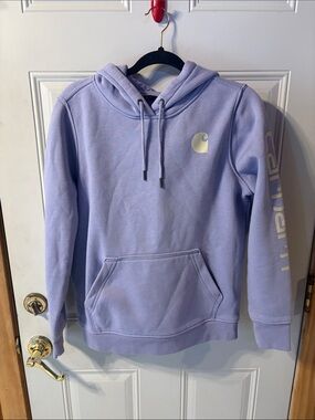 Carhartt Lavender Pullover Hoodie with Logo Hoodie & Strings Pouch in Front